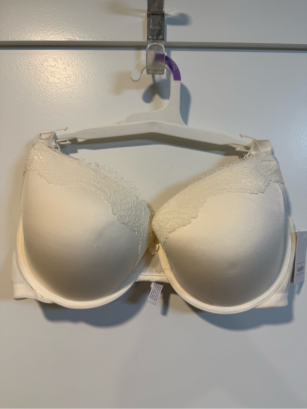 NWT Auden Women’s White Demi Coverage Bra - Size 38DD